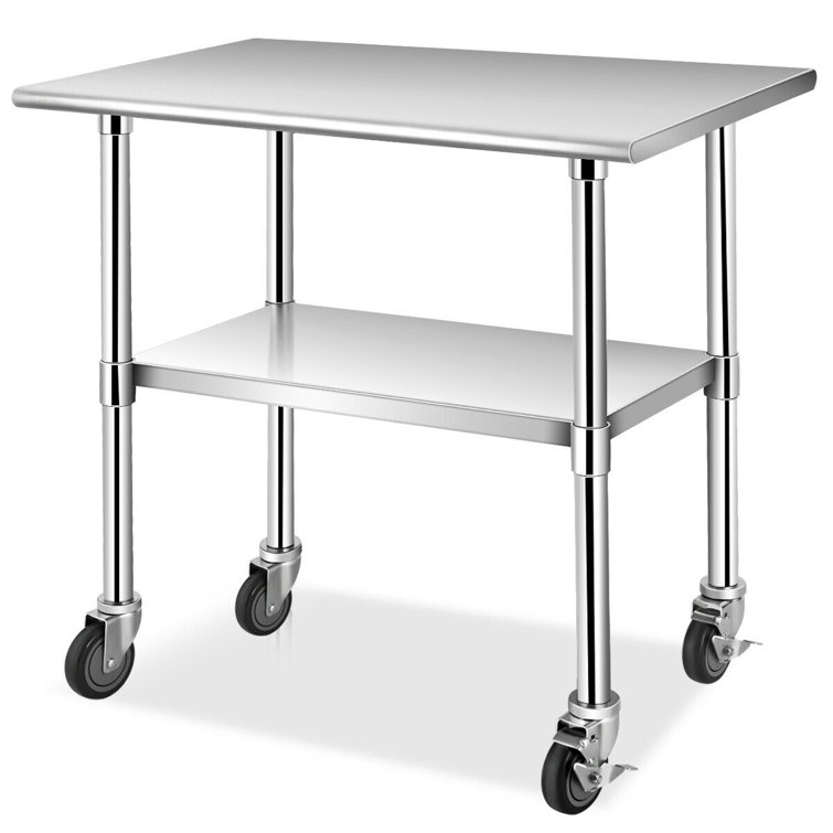 clihome Stainless Steel Portable Work Table Wayfair